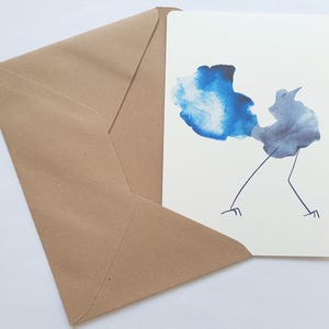 Cartolina collage acquerello Blue Bird ∣ Stampa illustrata A6 ∣ Illustrazione carina e minimalista della natura