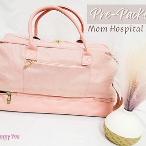 Pre-Packed Mom to be Hospital Bag, Pre-Filled Essentials Pregnancy Birth, Baby Shower Gift, Gift for New Mom
