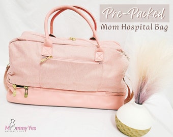 Pre-Packed Mom to be Hospital Bag, Pre-Filled Essentials Pregnancy Birth, Baby Shower Gift, Gift for New Mom