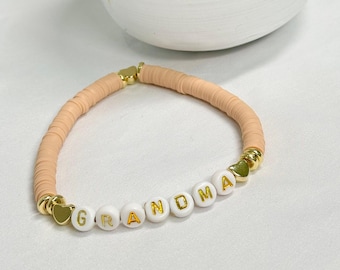Mama Bracelet with PERSONALIZED NAME or WORD Custom Beaded Stacking Bracelet with Kids Family Name Keepsake New Mom Appreciation Gift