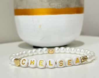 Personalized Word Bracelet, Mama Bracelet, Custom Name Beaded Bracelet, Custom Kids  Name | Personalized Gift, Beaded Bracelet