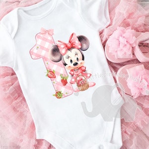 My First Minnie Mouse Birthday Strawberry png, Disney Minnie Mouse Birthday Shirt, Disneyland Kids Birthday Shirt, Instant download