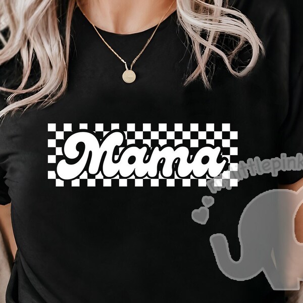 Checkered Mama SVG, Retro Mama svg, Rock and Roll Mom SVG, Mom PNG, Retro Font Mom Sublimation, Checkered Mama Cut File, Cool Mom Design