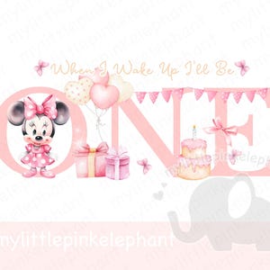 Classic Minnie Mouse 1st Birthday PNG, Baby&#39;s 1st birthday T shirt Sublimation, My First birthday, birthday cake, Instant Digital, UV/DTF