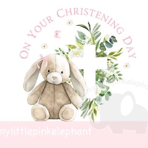Coniglietto con orecchie cadenti Croce floreale PNG, Nel giorno del tuo battesimo, Design a sublimazione, Croce floreale in legno, Croce battesimale, Download digitale istantaneo