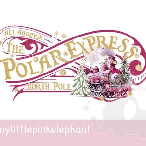 Polar Express Dark Pink Clipart, Traditional Christmas Train, Believe Bell, T-shirt Design PNG, ticket, card design, Sublimation image