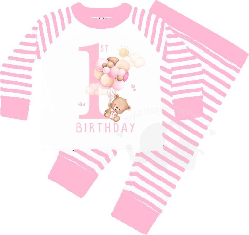 Teddy Bear Girl Pink Balloon 1st Birthday PNG, Bear 1st Birthday ...