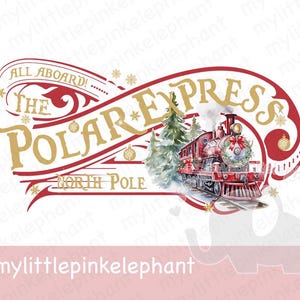 Clipart de Polar Express Red, tren navideño tradicional, campana Believe, diseño de camiseta PNG, boleto, diseño de tarjeta, imagen de sublimación