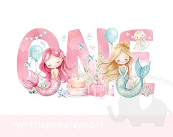 Mermaids PNG, Mermaid 1st Birthday Sublimation Design, Under the Sea PNG, Mermaid Digital Design, Mermaid Birthday, Instant Digital Download