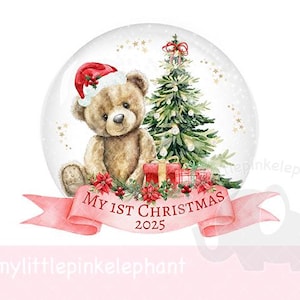 Teddy Bear & Christmas Tree Snow Globe PNG, Teddy Bear Sublimation Design, Christmas Eve Box Design, Bauble, Instant Digital Download