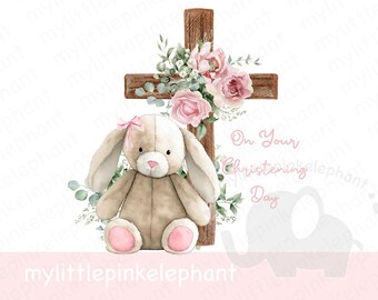 Flopsy Cross le jour de votre baptême png, bouquet de fard à joues, baptême, fichier PNG, religion PNG, sublimation, UV, téléchargement numérique