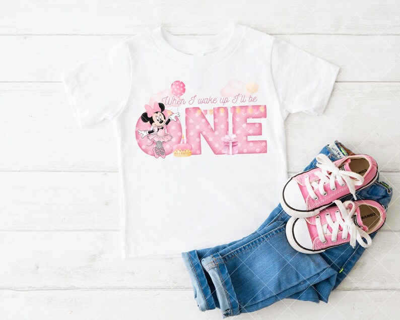 PNG de Minnie Mouse clásica para el primer cumpleaños, sublimación para camiseta del primer cumpleaños del bebé, mi primer cumpleaños, pastel de cumpleaños, impresión digital instantánea, UV/DTF imagen 3