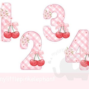 Kirsche Geburtstag Clipart PNG Beere Süß 1-0 Volle Nummer Set Bild Aufbügeln Sublimation Crafting Kartenherstellung UVDTF DTG Transparent Download