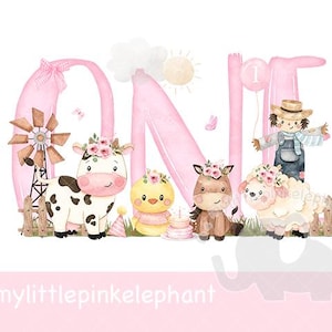 Un anniversaire petite fille rose ferme grange anniversaire fille PNG, conception en sublimation animaux de la ferme, conception de t-shirt ferme les filles, téléchargement immédiat