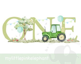 First Tractor Birthday png, Green Tractor boy birthday, 1st birthday, tractor baby birthday, Farm birthday, tractor digital download