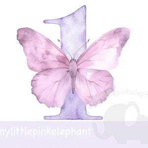 Watercolor Purple Butterfly Number 1 PNG, One Butterfly Sublimation Design, Butterfly Birthday Party, Butterfly Party, Instant Download