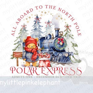 Polar Express Clipart, Kubuś Puchatek Bożonarodzeniowy Pociąg, Niebieski Pociąg, Xmas Png Design T-shirt Bilet Pociągowy, Projekt Karty, Obraz Sublimacyjny