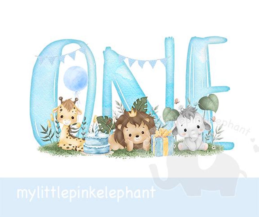Boys Wild One Baby Safari Animals PNG, First Birthday Sublimation ...