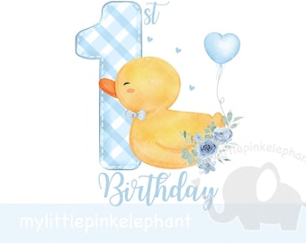 Blue One Duck PNG, Duck 1st Birthday Sublimation Design, Rubber Ducky Birthday Party Decor, Yellow Duck Party, Ducks, Instant Download