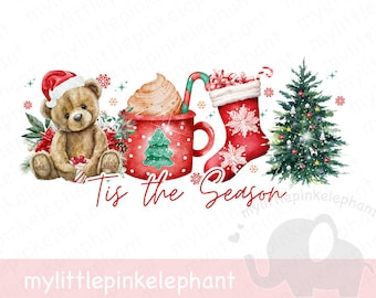 Retro Christmas png, tis the season, Merry Christmas png, Christmas vibes png, Retro Christmas PNG, groovy christmas png, hot cocoa png