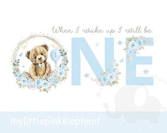 Teddy Bear Blue Balloons 1st Birthday PNG, First Birthday Sublimation ...