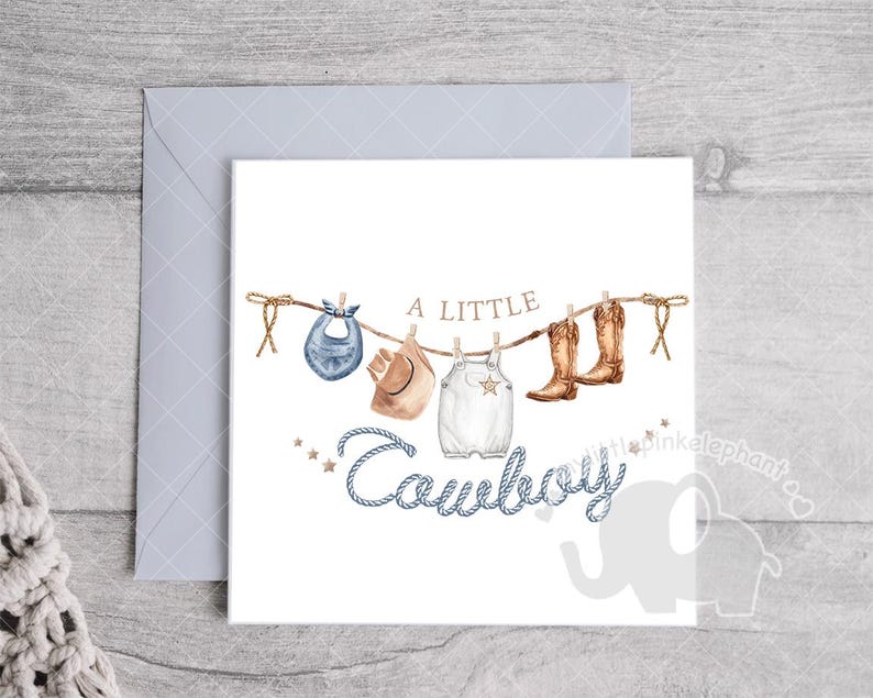 Liten cowboy PNG, baby rodeo, blå cowboystövlar och hatt för pojke, PNG, sublimeringsdesign för 1-årsdag, cowboy, direktnedladdning bild 5