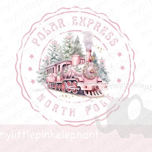 Sello Polar Express PinkClipart, tren navideño tradicional, campana Believe, diseño de camiseta PNG, boleto, diseño de tarjeta, imagen de sublimación