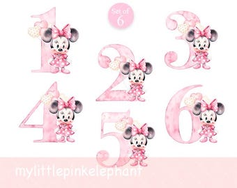 Mi primer cumpleaños de Minnie Mouse (números 1 a 6) PNG, camiseta de cumpleaños de Minnie Mouse de Disney, camiseta de cumpleaños de Disneyland, descarga instantánea