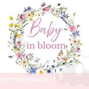 Bebé en flor, diseño de sublimación, camiseta de embarazo, baby shower, cartel de bienvenida, descarga digital instantánea