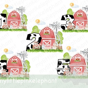 Feestbeesten verjaardag leeftijd 1-5 PNG, verjaardag T-shirt ontwerp, instant digitale download, boerderijdieren sublimatie ontwerp, boerderij 1e verjaardag