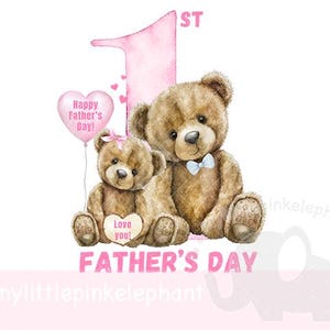 Rose première conception de sublimation de fête des pères, fête des pères PNG, conception de sublimation d'ours en peluche, conception de sublimation de gilet de bébé, première fête des pères
