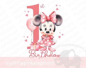My First Minnie Mouse Birthday Girl, Disney Minnie Mouse Birthday Shirt, Disneyland Kids Birthday Shirt,  Girls Birthday, Instant download
