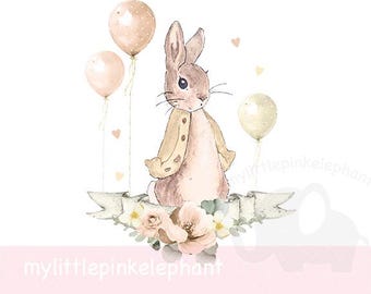 Peter Rabbit, anniversaire, beige, téléchargement png, fond transparent, 1er anniversaire, premier souvenir, conception par sublimation, téléchargement numérique,