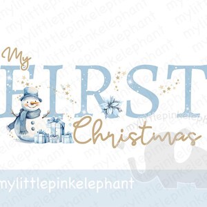 1º Natal Boneco de Neve Azul PNG, Boneco de Neve Bonito, Design de Sublimação de Natal Azul, Caneca de Natal, Design de Saco de Papai Noel, Download Digital Instantâneo