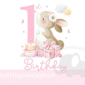 Geburtstag PNG, Happy Birthday Sublimationsdesign, 1st Birthday, erster Geburtstag Bunny Butterfly Design, Instant Download