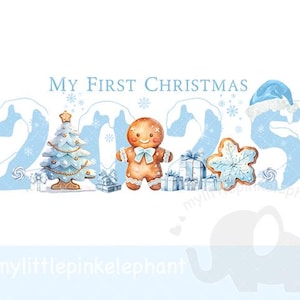 Blue My First Christmas 2025 PNG, Pierwszy worek na Boże Narodzenie dla dziecka, projekt sublimacji, pudełko wigilijne, pamiątka dla dziecka, natychmiastowe pobieranie cyfrowe