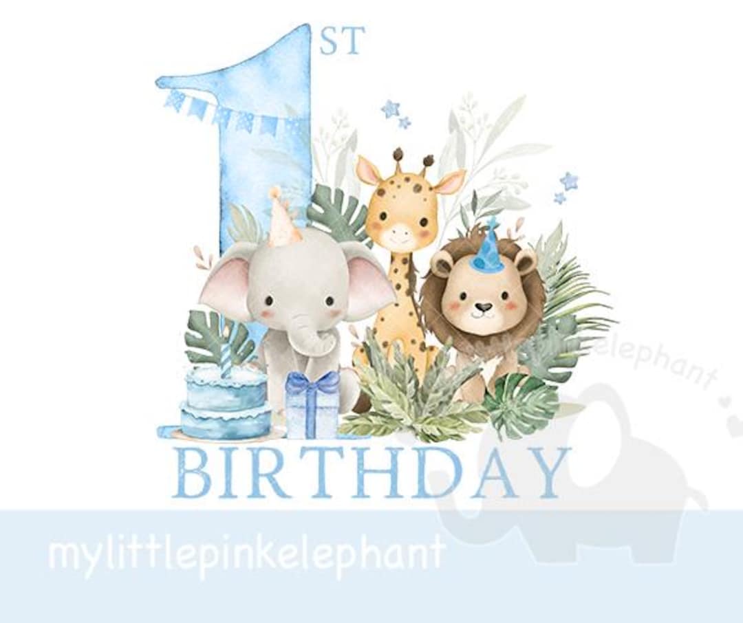 Boys Wild One Baby Safari Animals PNG, First Birthday Sublimation ...