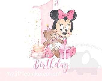 My First Minnie Mouse Birthday Girl, Disney Minnie Mouse Birthday Shirt, Disneyland Kids Birthday Shirt,  Girls Birthday, Instant download