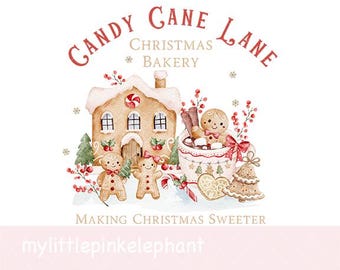 キャンディケインレーンクリスマスベーカリーPNG、クリスマス昇華デザイン、クリスマススイーツ、ジンジャーブレッド、ホットココア、インスタントデジタルダウンロード