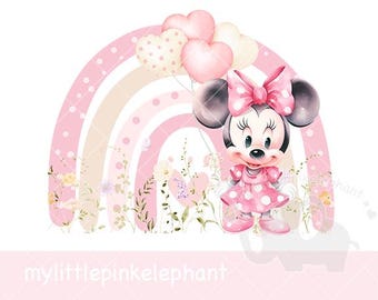 Pink Rainbow Minnie Mouse Birthday Girl, Disney Minnie Mouse Birthday, Disneyland Kids Birthday Shirt, Girls Birthday, Instant download