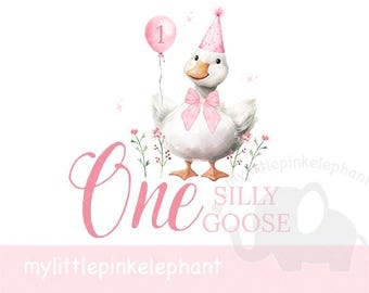 Pink One Silly Goose PNG, Pink 1st Birthday Goose Sublimation Design, Silly Goose Clipart, Trending Silly Goose, Instant Digital Download