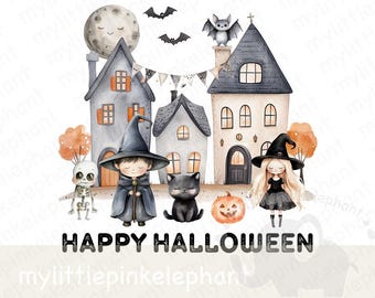 My First Halloween PNG, Halloween Baby Vest PNG, 1st Halloween Ghost, Black Cat, Bat Wreath, Halloween Treat Bag, Instant Digital Download
