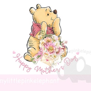 Winnie the Pooh Feliz Día de la Madre png, Diseño de Winnie para el Día de la Madre, Diseño de sublimación, PNG, Diseño de tarjeta para el Día de la Madre, Descarga instantánea