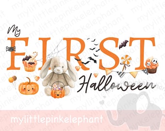 My First Halloween PNG, Halloween Clipart Sublimation Design, 1st Halloween Baby T-Shirt, Halloween Treat Bag, Instant Digital Download