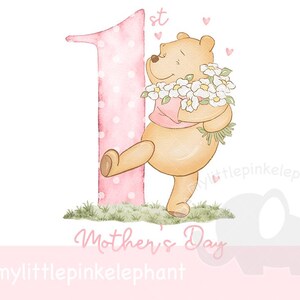 Winnie the Pooh Feliz Día de la Madre png, Diseño de Winnie para el Día de la Madre, Diseño de sublimación, PNG, Diseño de tarjeta para el Día de la Madre, Descarga instantánea