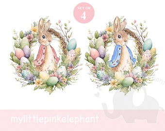 Lot de 4, conception de couronne de Pâques, fichier PNG de disquette, sublimation, UV/DTF, téléchargement numérique, téléchargement immédiat