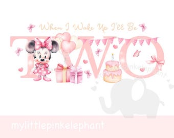 Classic Minnie Mouse 2nd Birthday PNG, Baby's two birthday T shirt Sublimation, My First birthday, birthday cake, Instant Digital, UV/DTF