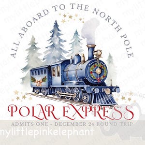 Polar Express Clipart, Tren navideño tradicional, Believe Bell, Santa Rudolph, Diseño de camiseta PNG, boleto, diseño de tarjeta, Imagen de sublimación