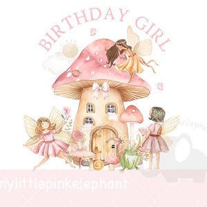 Aquarelle rose fée champignon vénéneux numéro 1 PNG, une conception de sublimation de fées, décoration de fête d'anniversaire de fée, fête de fée, téléchargement immédiat