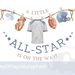 Football Baby Shower design png, Little All Star Football Boy Baby Shower png,  Baby Clothes Baby Shower, Instant download